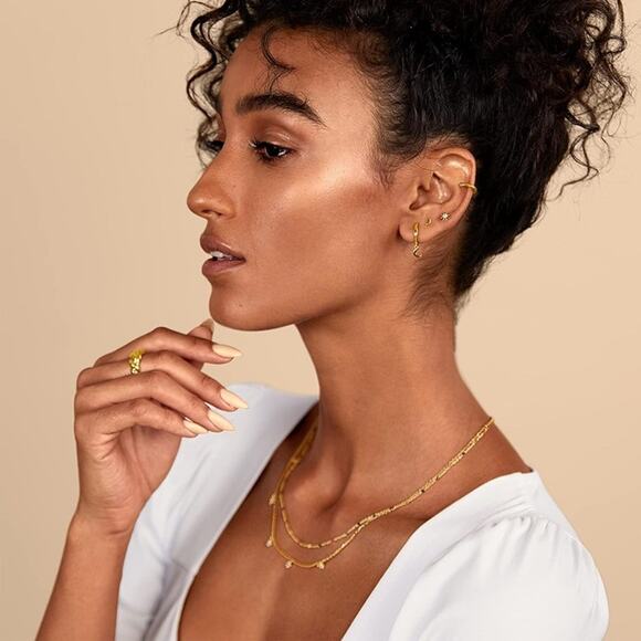 PAVOI 14K Gold Plated Solid 925 Sterling Silver Post Flat Back Stud Earrings - Picture 6 of 7